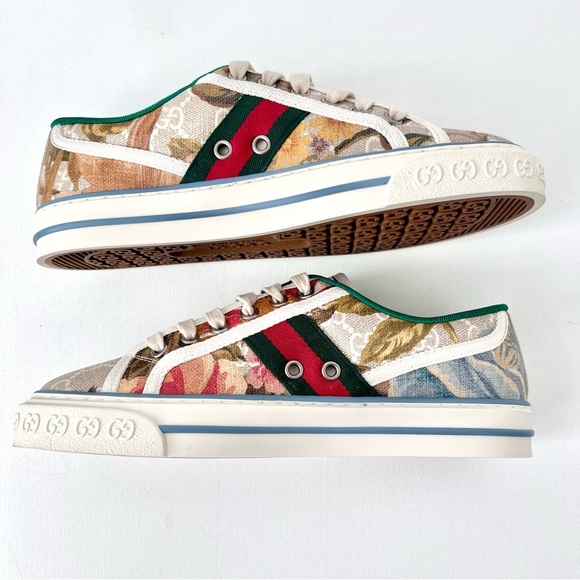 GUCCI | 1977 Tennis Floral Web Stripe GG Monogram Sneakers New US 6.5 EU 36.5 - Picture 8 of 11
